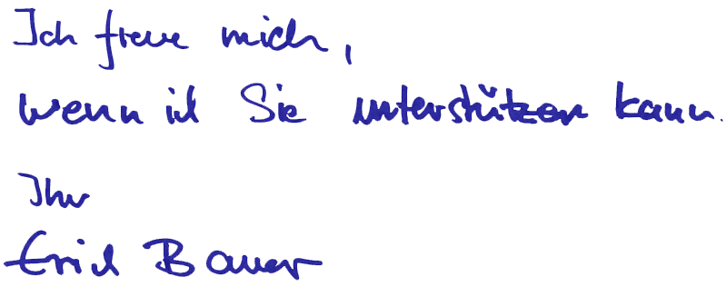 Erich Bauer freut sich, Sie zu unterstützen